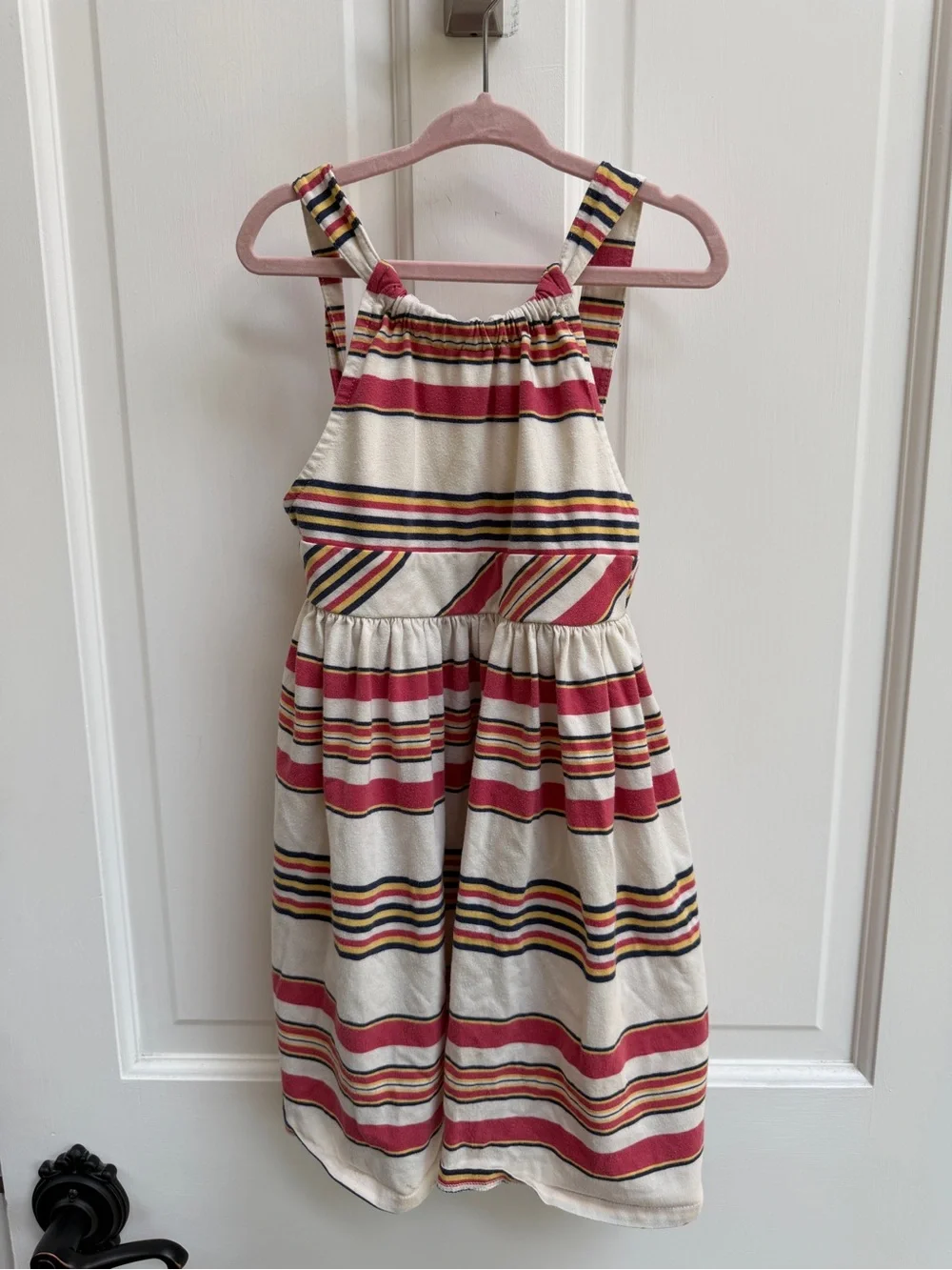 Ralph Lauren Girl 5 Cream Sundress Halter Sleevlees Dress Pink Multicolor Stripe